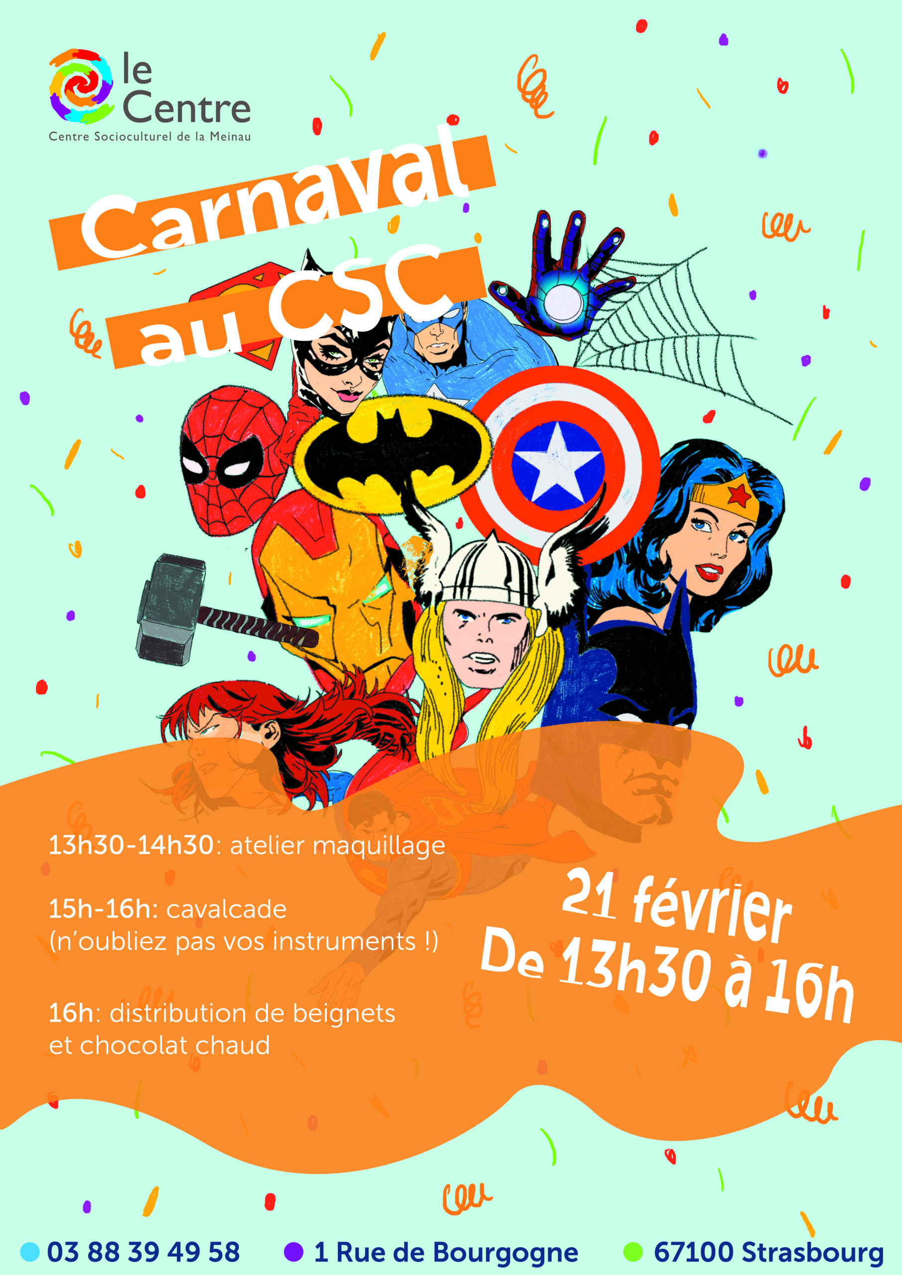Affiche du carnaval organisé par le Centre socioculturel de la Meinau