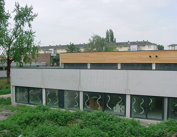 Le chantier du bâtiment qui regroupe les trois structures CSC Meinau, Médiathèque et POLE SUD